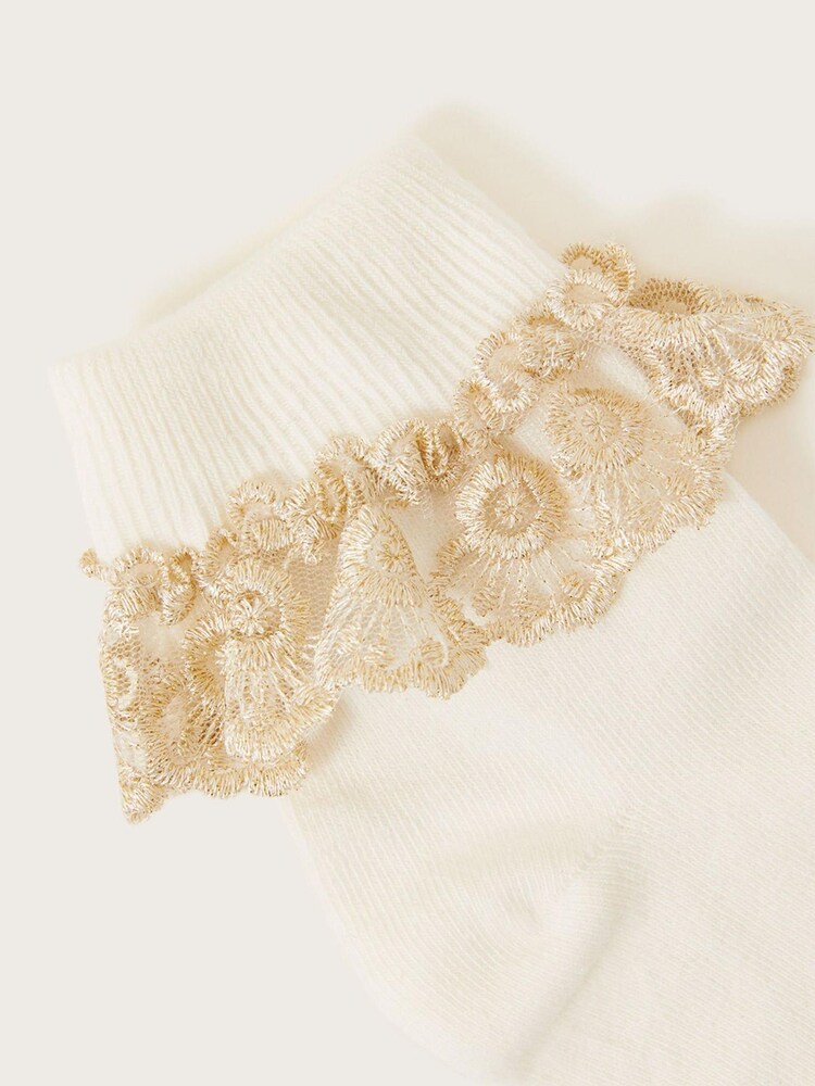 Monsoon Natural Sparkle Lace Socks - Image 2 of 2 Monsoon Natural Sparkle Lace Socks - Image 2 of 2