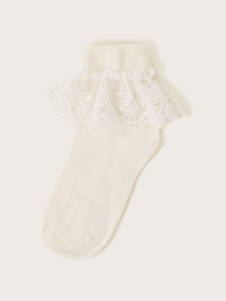 Monsoon Natural Heart Lace Socks - Image 1 of 2 Monsoon Natural Heart Lace Socks - Image 1 of 2