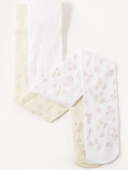 Monsoon White Print Perlato Tights 2 Pack - Image 2 of 2