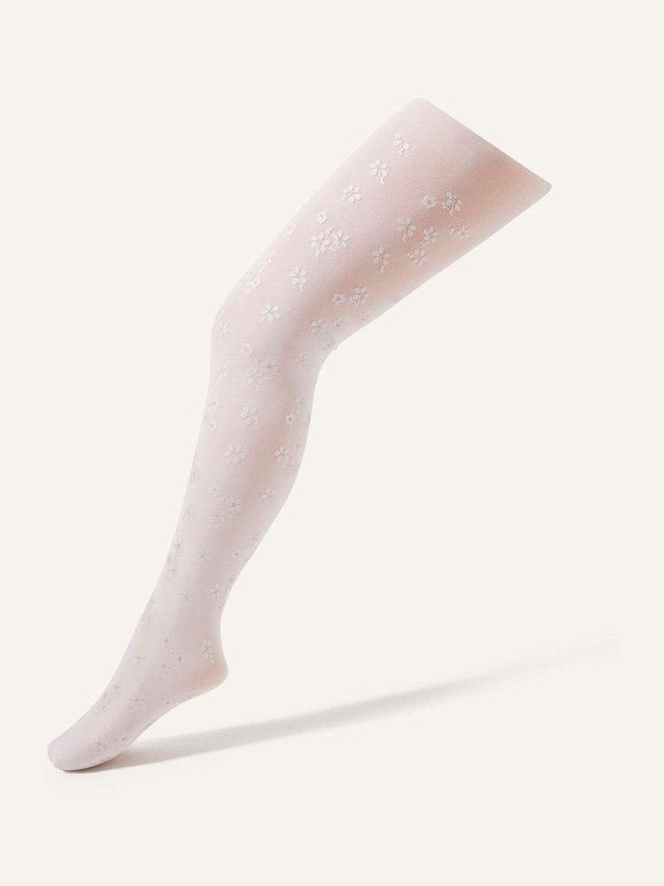 Monsoon Pink Flower Perlato Print Tights - Image 1 of 2