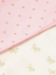 Monsoon Pink Glitter Print Tights 2 Pack - Image 2 of 2