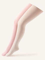Monsoon White Plain Nylon Tights 2 Pack - Image 1 of 2