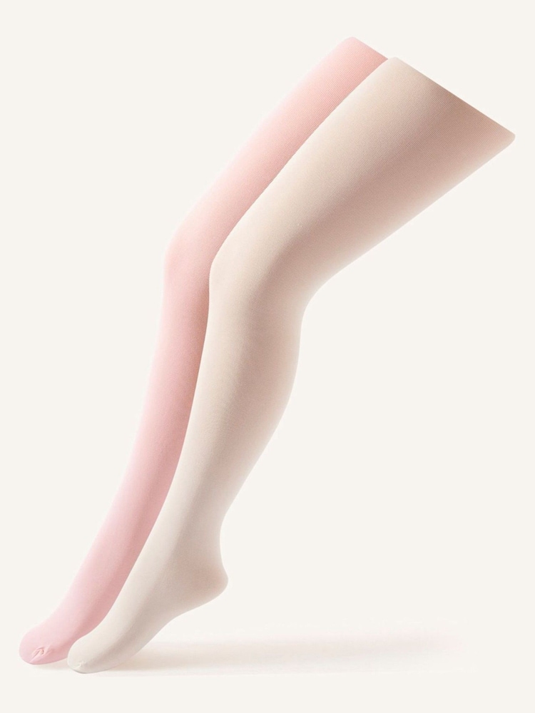 Monsoon White Plain Nylon Tights 2 Pack - Image 1 of 2