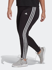 adidas Black/White Curve 3-Stripe Leggings - Image 1 of 6