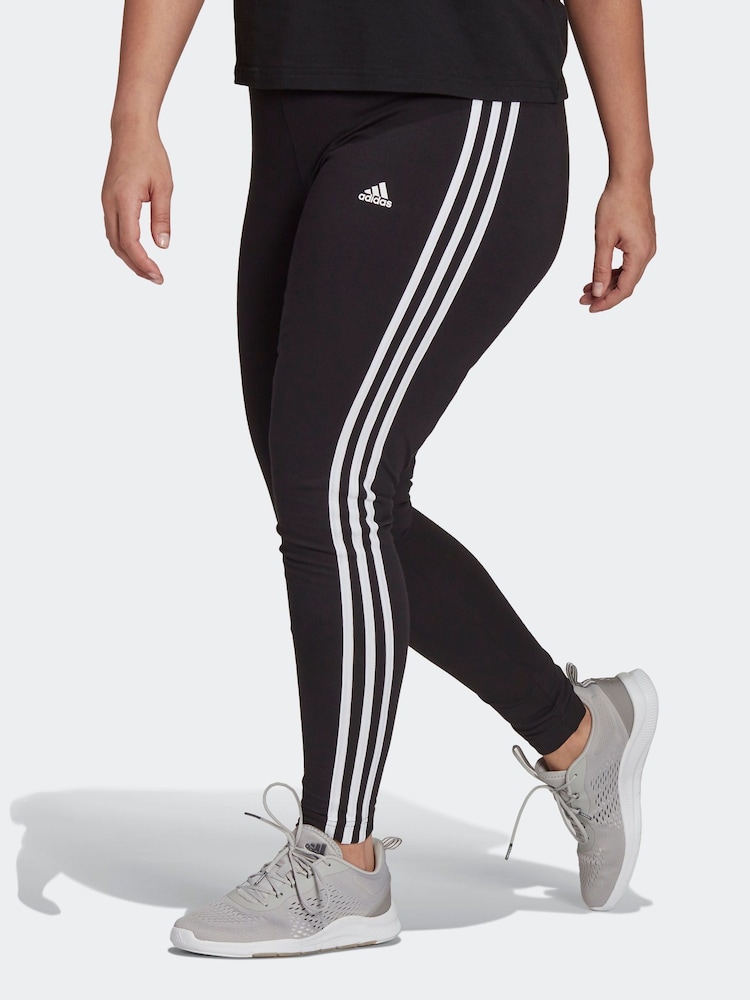 adidas Black/White Curve 3-Stripe Leggings - Image 1 of 6