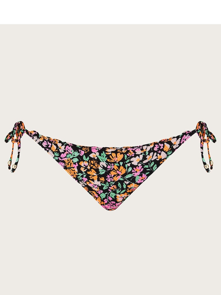 Monsoon Ditsy Print Black Bikini Bottoms With Recycled Polyester - Image 4 of 4