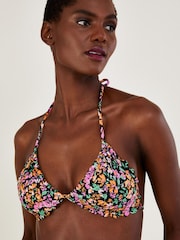 Monsoon Ditsy Print Black Bikini Top With Recycled Polyester - Image 1 of 4