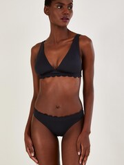 Monsoon Scallop Edge Plain Black Bikini Bottoms With Recycled Polyester - Image 1 of 4