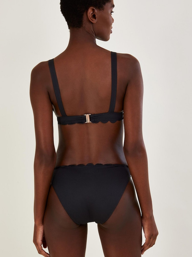 Monsoon Scallop Edge Plain Black Bikini Bottoms With Recycled Polyester - Image 2 of 4