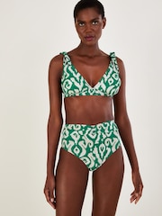Monsoon Green Ikat Print Bikini Top With Recycled Polyester - Image 2 of 4