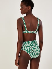 Monsoon Green Ikat Print Bikini Top With Recycled Polyester - Image 3 of 4