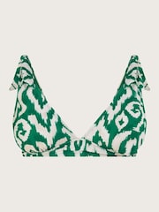 Monsoon Green Ikat Print Bikini Top With Recycled Polyester - Image 4 of 4