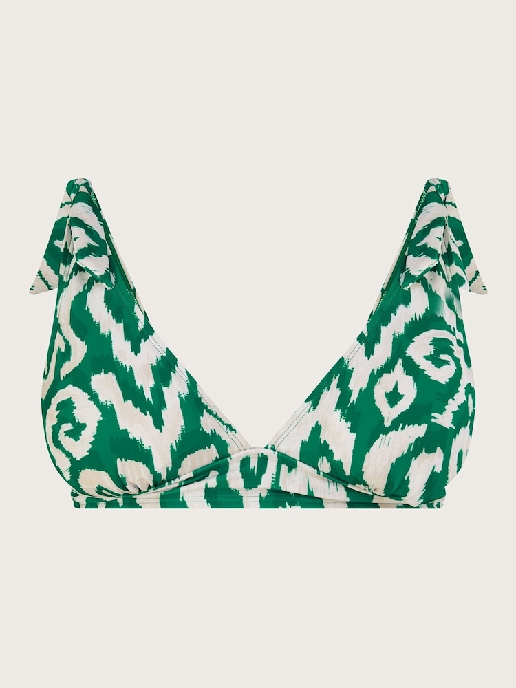 Monsoon Green Ikat Print Bikini Top With Recycled Polyester - Image 4 of 4