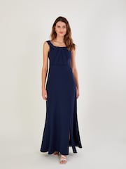 Monsoon Blue Beatrice Crepe Bardot Maxi Dress - Image 1 of 4