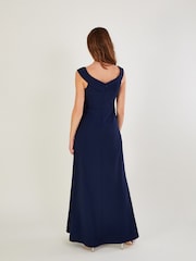 Monsoon Blue Beatrice Crepe Bardot Maxi Dress - Image 2 of 4