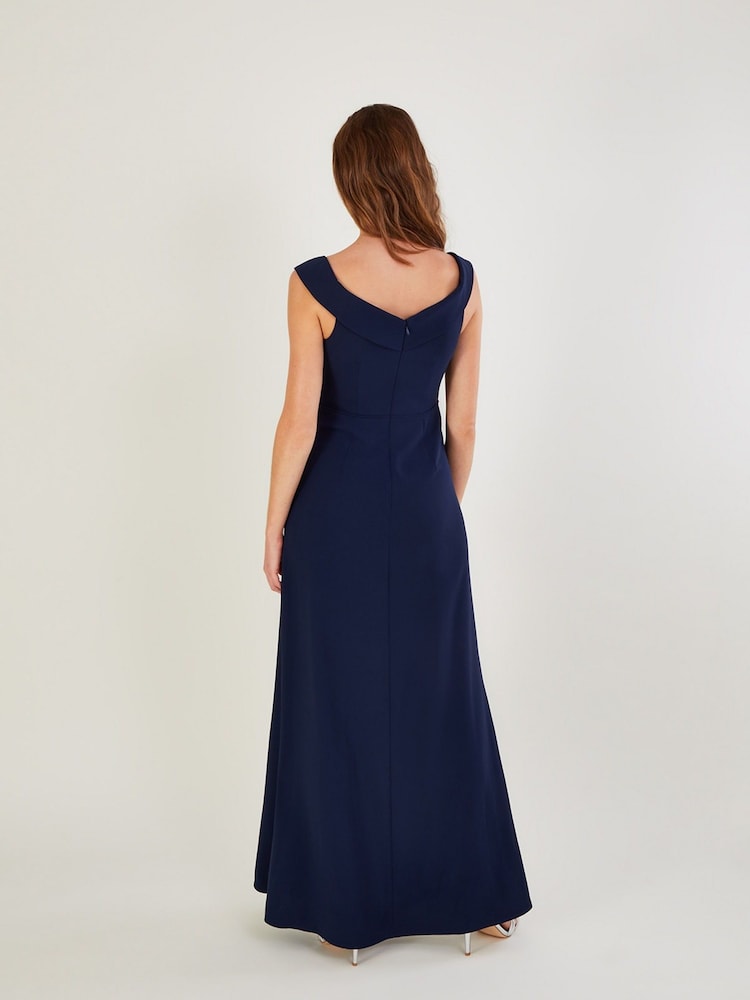 Monsoon Blue Beatrice Crepe Bardot Maxi Dress - Image 2 of 4