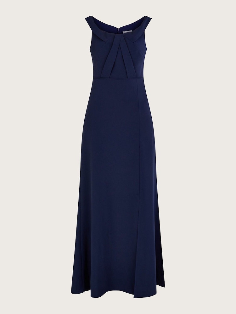 Monsoon Blue Beatrice Crepe Bardot Maxi Dress - Image 4 of 4