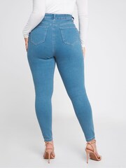 Simply Be Blue Long Mid Lucy Super Stretch Skinny Jeans - Image 2 of 5