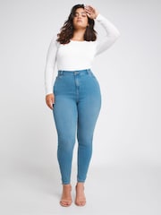Simply Be Blue Long Mid Lucy Super Stretch Skinny Jeans - Image 4 of 5