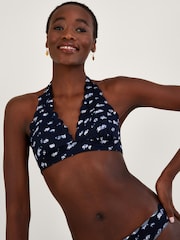 Monsoon Blue Batik Print Scallop Bikini Top with Recycled Polyester - Image 1 of 4