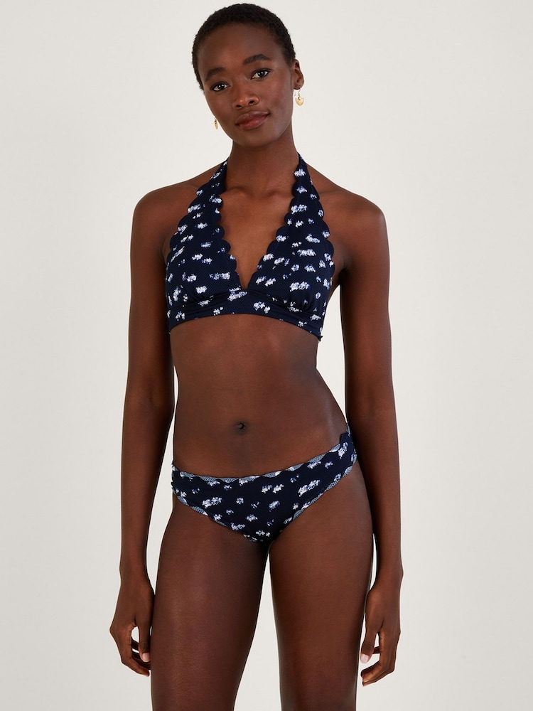 Monsoon Blue Batik Print Scallop Bikini Top with Recycled Polyester - Image 2 of 4