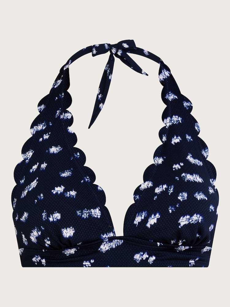 Monsoon Blue Batik Print Scallop Bikini Top with Recycled Polyester - Image 4 of 4
