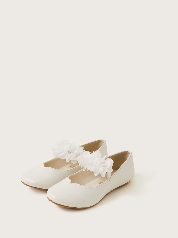 Monsoon Natural Shimmer Corsage Ballerina Flats - Image 1 of 3