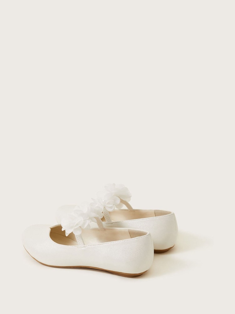 Monsoon Natural Shimmer Corsage Ballerina Flats - Image 3 of 3