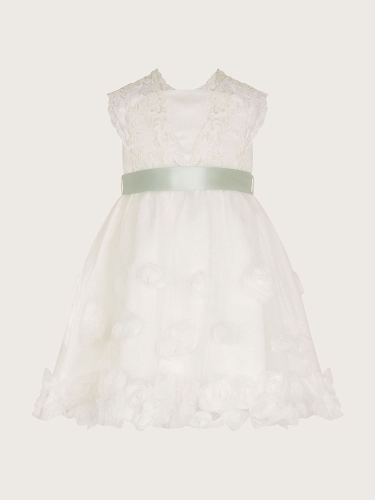 Monsoon Baby Natural Margot Lace 3D Roses Dress - Image 1 of 2