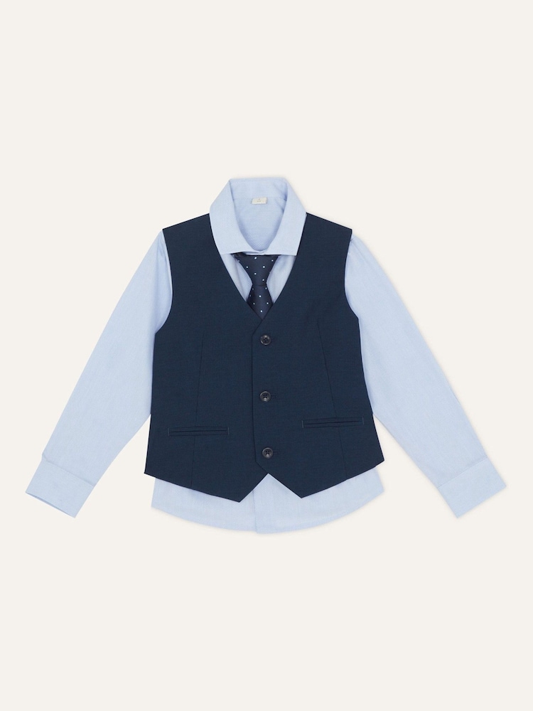 Monsoon Blue Adam 3 Piece Waistcoat Set - Image 1 of 5