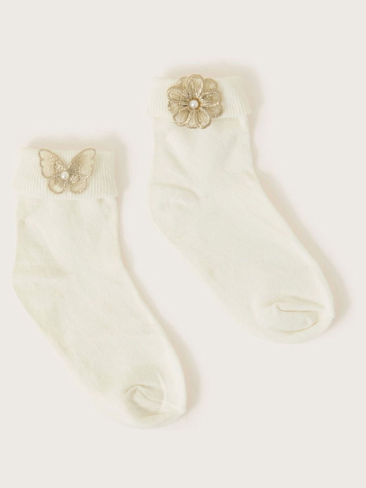 Носки Monsoon Butterfly And Flower Socks 2 Pack - Изображение 1 из 1 Носки Monsoon Butterfly And Flower Socks 2 Pack - Изображение 1 из 1