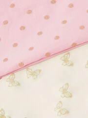 Monsoon Pink Baby Glitter Print Tights 2 Pack - Image 2 of 2