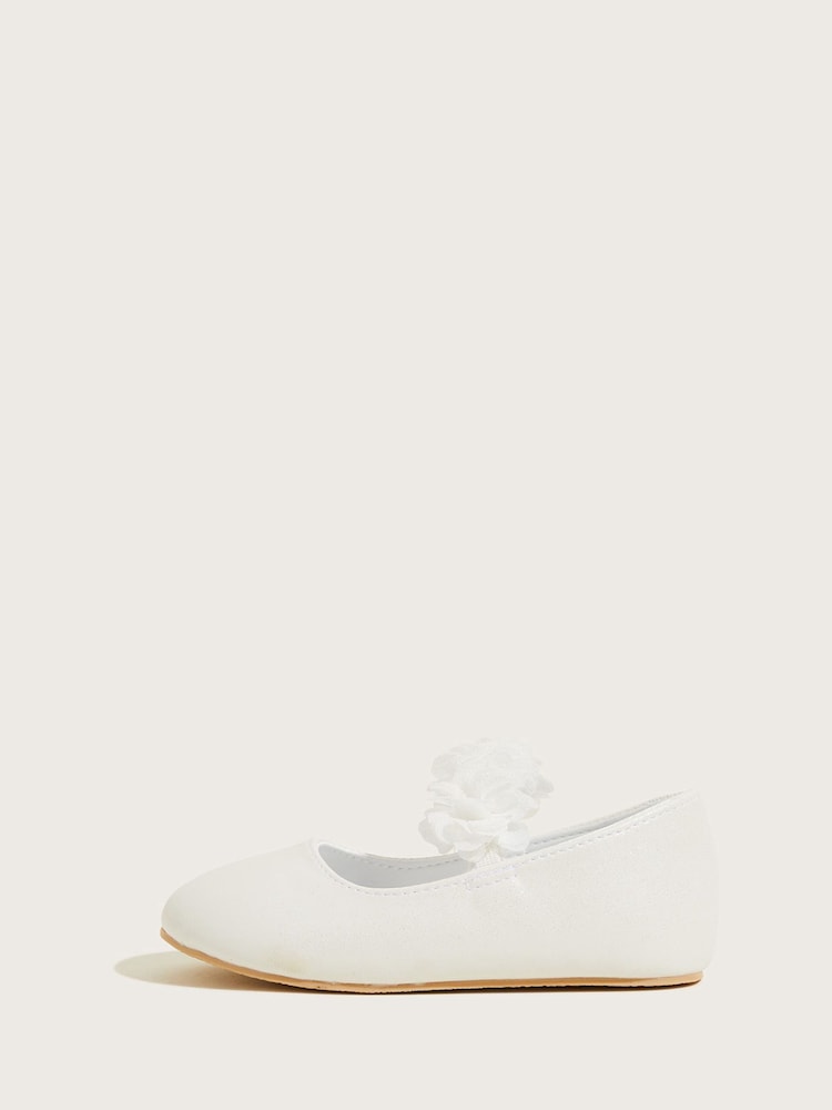 Monsoon Natural Shimmer Corsage Walker Shoes - Image 1 of 3 Monsoon Natural Shimmer Corsage Walker Shoes - Image 1 of 3