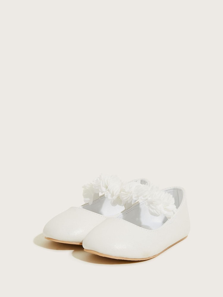 Monsoon Natural Shimmer Corsage Walker Shoes - Image 3 of 3 Monsoon Natural Shimmer Corsage Walker Shoes - Image 3 of 3