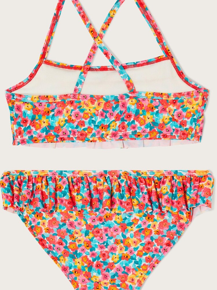 Monsoon Geblümter Bikini mit Rüschen, Rot - Bild 2 von 2