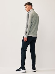 adidas Grey Basic 3-Stripes Fleece Tracksuit - Image 3 of 7