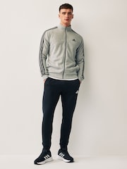 adidas Grey Basic 3-Stripes Fleece Tracksuit - Image 4 of 7