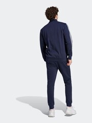 adidas Blue Basic 3-Stripes Fleece Tracksuit - Image 3 of 8