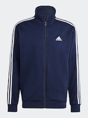 adidas Blue Basic 3-Stripes Fleece Tracksuit - Image 7 of 8