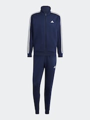 adidas Blue Basic 3-Stripes Fleece Tracksuit - Image 8 of 8