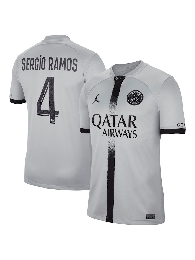 Nike Grey Sergio Ramos - 4 Paris Saint-Germain Away Stadium Shirt 2022-23 Kids - Image 1 of 3