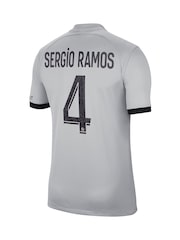 Nike Grey Sergio Ramos - 4 Paris Saint-Germain Away Stadium Shirt 2022-23 Kids - Image 3 of 3