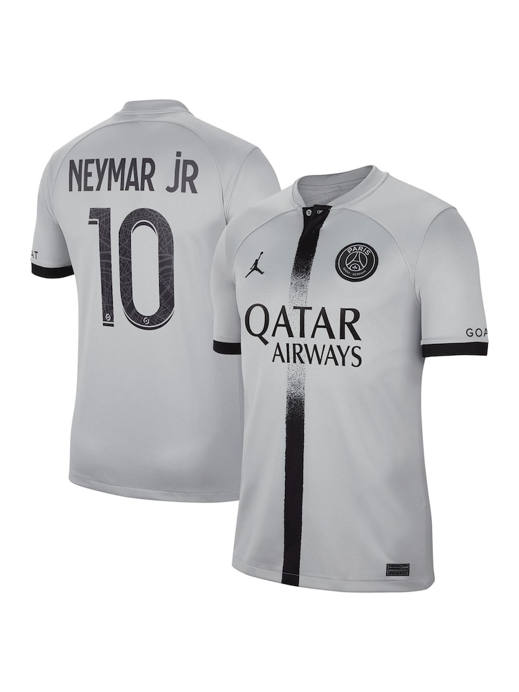 Nike Grey Neymar Jr - 10 PSG Jordan 22/23 Away Football Shirt - Image 1 of 3