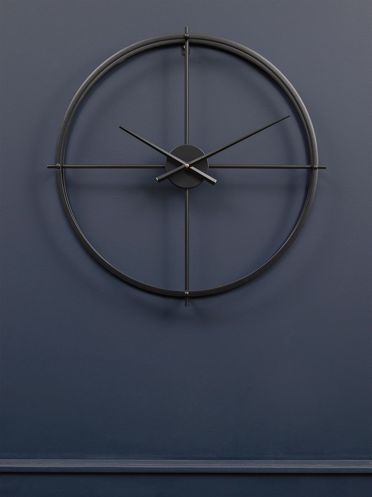 Fifty Five South Black Kent 60cm Wall Clock - Image 1 of 4