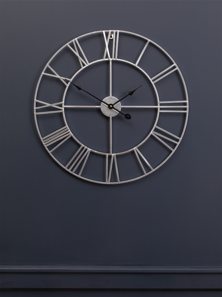 Fifty Five South Silver Genova Metal Wall Clock - Image 1 of 4