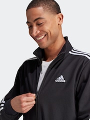 adidas Black Basic 3-Stripes Fleece Tracksuit - Image 4 of 8