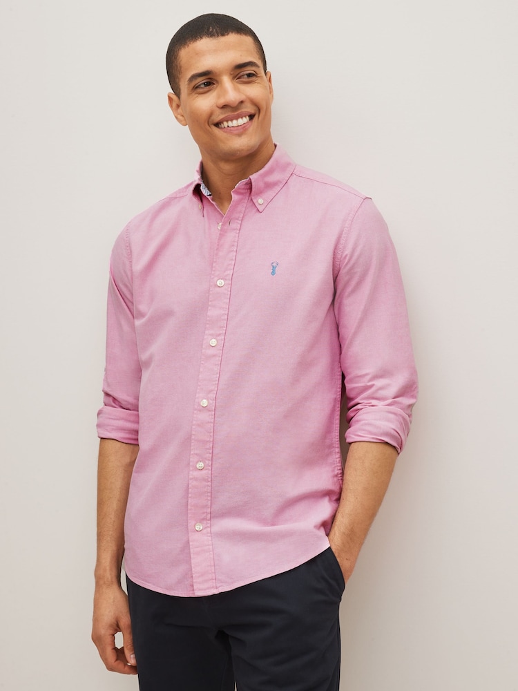 Pink Slim Fit Long Sleeve Oxford Shirt - Image 1 of 4