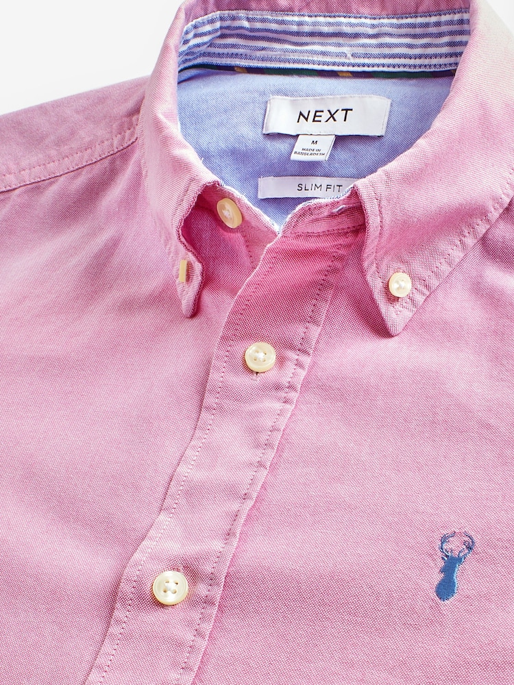 Pink Slim Fit Long Sleeve Oxford Shirt - Image 3 of 4