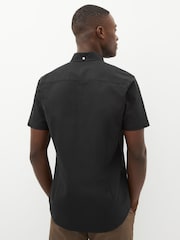 Black Slim Fit Short Sleeve Oxford Shirt - Image 2 of 7