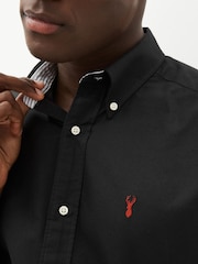 Black Slim Fit Short Sleeve Oxford Shirt - Image 3 of 7